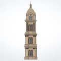 Historic Multi Story Tower With Dome Top And Arched Stone Windows