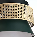 Modern Rattan Chandelier with Perforated Grid Pattern and Dark Upper Lower Shades 3d model