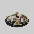 Elegant Tea Set With Golden Tray Cups Rosemary And Orange Slice Decor
