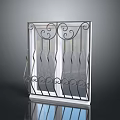 Wrought Iron Decorative Window Grille With Scrollwork And White Frame For Home Decor