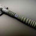 Durable Multipurpose Hardware Tool With Serrated Blade Green Spiral Patterned Grip For Outdoor Use