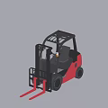 Red And Black Industrial Forklift Equipment With Cab And Forks For Material Handling