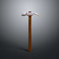 Sturdy Hammer with White Head Red Claw and Wooden Handle on Gray Background