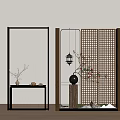New Chinese Partition New Chinese Porch Partition Screen Case 3d model