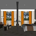 Hotel Guest Room With Comfortable Bed Cozy Sofa Soft Lighting Wooden Floor And Decorative Plants