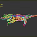 Colorful Mechanical Dinosaur With Red Orange Body And Pink Head Decorations Fantasy Art Style Design
