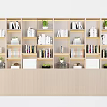 Modern Wooden Multi Layer Bookshelf With Books Plants And Decorative Items