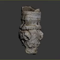 Stone Wood Animal Head Sculpture Crafted From Natural Materials With Artistic Design