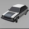 Classic White Vintage Sedan With Black Stripes And Retro Exterior Design
