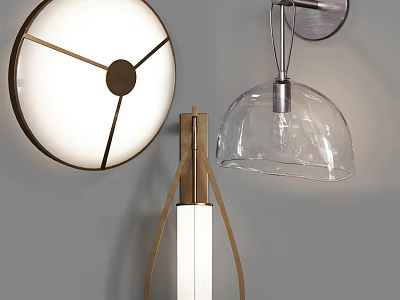 Modern Wall Lamps With Round Design Clear Glass Shade And Wooden Frame 3d model