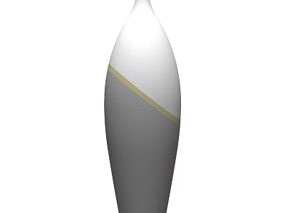 Modern Vase In White And Gray With Gold Stripe And Beautiful Flowers 3d model