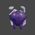 Purple Starry Cat Like Game Movie Character With Glowing Eyes And White Ribbon Wings