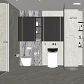 Modern Bathroom Interior Design With Marble Walls Mirrors Shower Area Toilet And Vanity