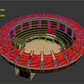 Ancient Circular Building With Multi Tiered Red Seats And Central Sand Area