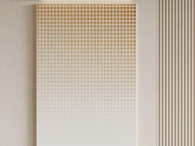 Minimalist Decorative Painting With Gradient Dot Pattern On Light Wall Alongside Vertical Stripe Decorative Panel 3d model