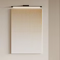 Minimalist Decorative Painting With Gradient Dot Pattern On Light Wall Alongside Vertical Stripe Decorative Panel 3d model