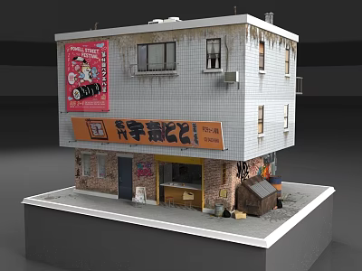 Folk houses, shops, residential buildings, old houses 3d model