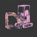 CAT Compact Mini Excavator With Tracked Chassis Transparent Cabin And Bucket 3d model