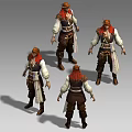 Game Movie Character Pirate Style Design With Red Hair Belt Boots And Decorations