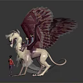 Giant Winged Mythical Creature With Rider On Back And Standing Character 3d model