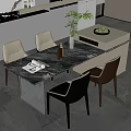 Modern Open Kitchen Interior Design With Marble Island Counter And White Cabinets