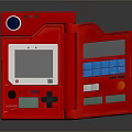 Red Open Portable Electronic Device With Screen And Colorful Control Buttons