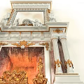 Classic Marble Fireplace With Ornate Mirror And Angel Statues And Burning Flames Design