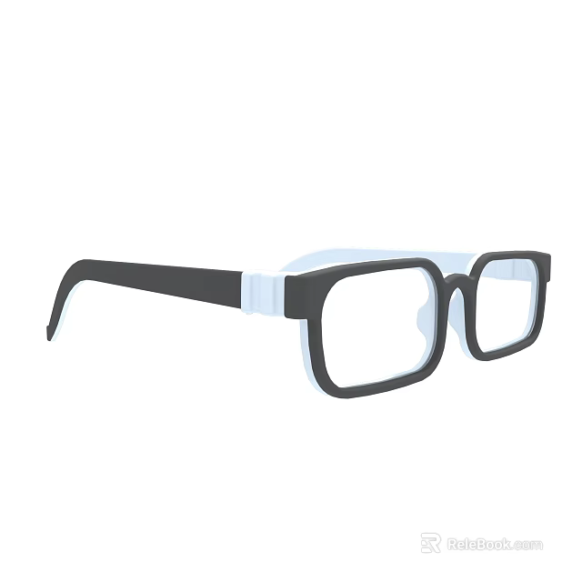 Modern Fashionable Square Frame Glasses With Black Rim And Clear Lenses 3d model 