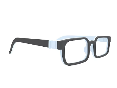 Modern Fashionable Square Frame Glasses With Black Rim And Clear Lenses 3d model
