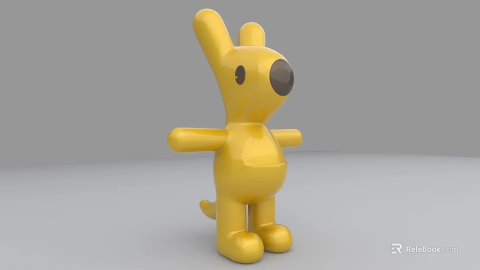 Yellow Dog Shaped Doll Featuring Simple Design Smooth Surface And Standing Pose 3d model 