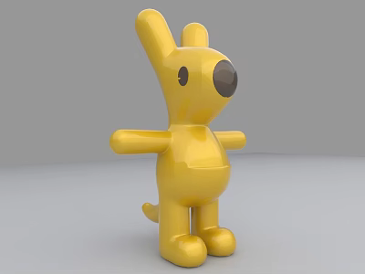 Yellow Dog Shaped Doll Featuring Simple Design Smooth Surface And Standing Pose 3d model