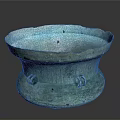 Ancient Style Bronze Furniture Decorative Basin with Green Patina Intricate Carvings and Loop Handles