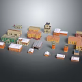 Colorful Residential Building Models Showcasing Various Styles And Unique Roof Designs