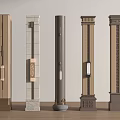 New Chinese Style Column Corner Column Villa Column 3d model