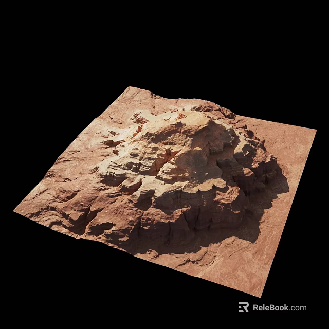 Scenic Natural Red Rock Mountain Canyon Landscape with Rugged Terrain and Arid Desert View 3d model 