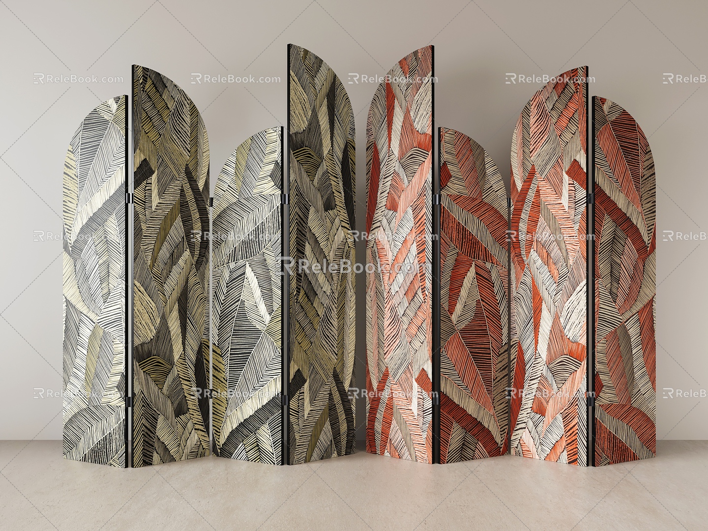 French Folding Screen Curved Screen 3d model