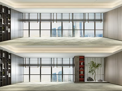 Modern Building Exterior Wall With Glass Curtain Metal Frame And Urban View Design 3d model