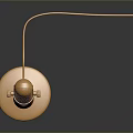 Golden Microphone With Stand Base And Extended Cable On Dark Background