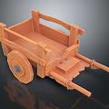 Rustic Wooden Cart Design With Open Bed Solid Wheels And Simple Frame 3d model
