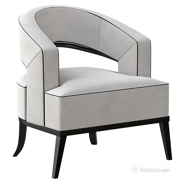 Modern Light Colored Single Sofa With Black Frame And Sleek Design Details 3d model