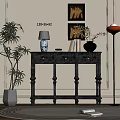 American-style end view table side cabinet 3d model