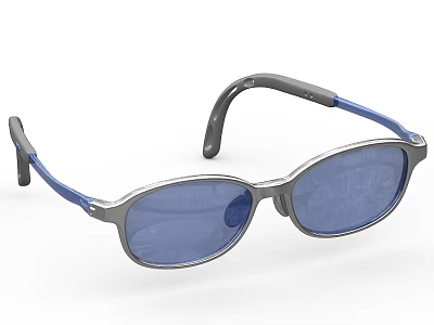 Stylish Kids Sunglasses With Gray Frames And Blue Lenses 3d model