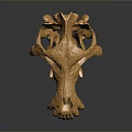 Golden Animal Skull Sculpture With Detailed Bone Structure And Shiny Metallic Finish