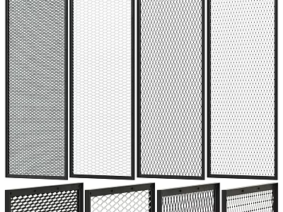 Modern Decorative Fence Panels With Various Mesh Designs And Metal Frames 3d model