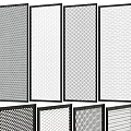 Modern Decorative Fence Panels With Various Mesh Designs And Metal Frames 3d model