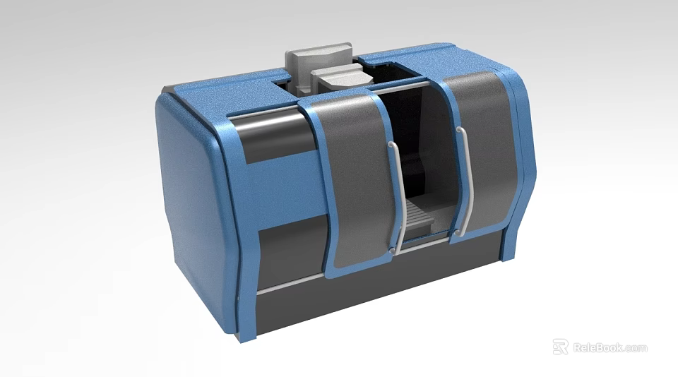 Blue And Gray Industrial Equipment With Modern Enclosure And Functional Compartments 3d model 