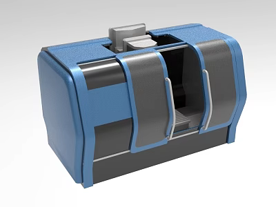 Blue And Gray Industrial Equipment With Modern Enclosure And Functional Compartments 3d model