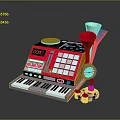 KOTEL Electronic Equipment with Piano Style Keyboard Buttons Knobs Red Speaker Clock and Joystick