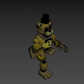 Yellow Cartoon Toy Character Wearing Colorful Top Hat And Bow Tie With Mechanical Features