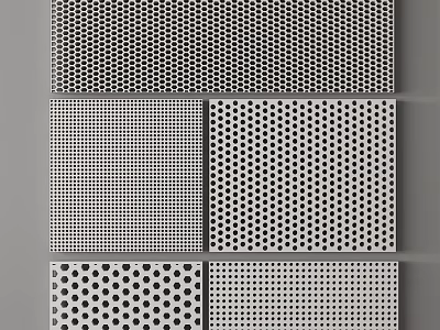 Perforated Metal Panels With Various Hole Patterns And Arrangement Designs For Construction 3d model